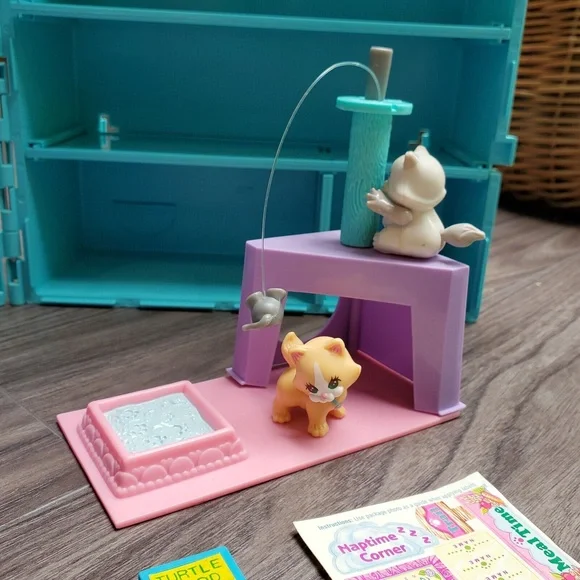 Vtg 1992 Littlest Pet Shop Store ~ Carry Case ~ Playsets Accessories ~ Birds Cat - Picture 3 of 12